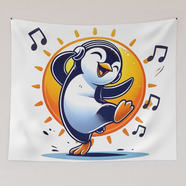 Item preview, Happy Penguins, music penguin designed and sold by TrueArtVibes.