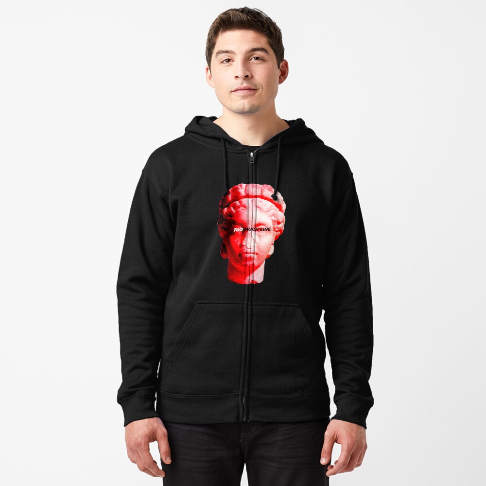 Old Portrait Sculpture of Junkie Zipped Hoodie