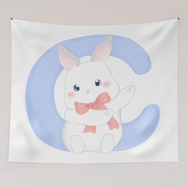 Item preview, C Alphabet Letter Bunny in Soft Watercolor | Bunniesmee  designed and sold by bunniesmee.