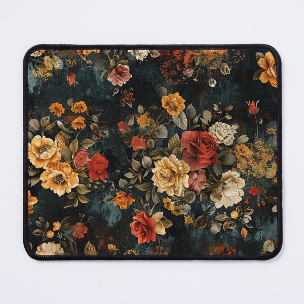 Item preview, Black colorful floral pattern - whimsigoth dark cottagecore forestcore designed and sold by cocomelon168.