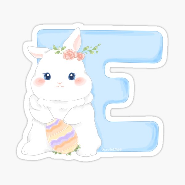 Item preview, E Alphabet Letter Bunny in Soft Watercolor | Bunniesmee  designed and sold by bunniesmee.