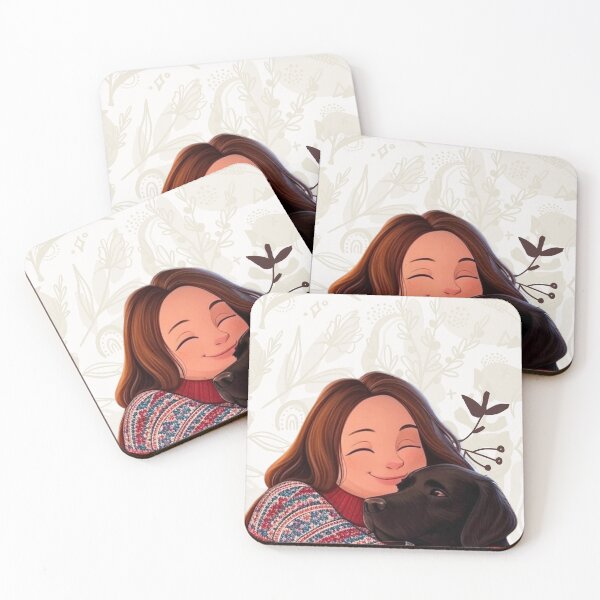 Item preview, Girl hugs Black Labrador designed and sold by Saky08.