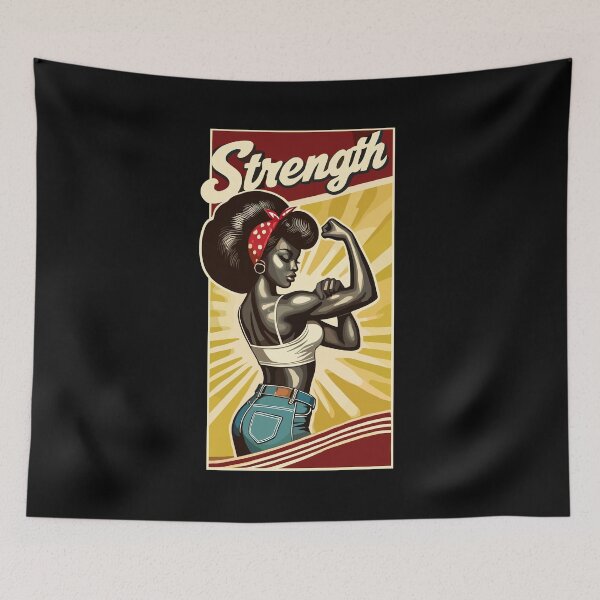 Item preview, Strength strong black woman rockabilly retro gift designed and sold by Pineapple-Tree.