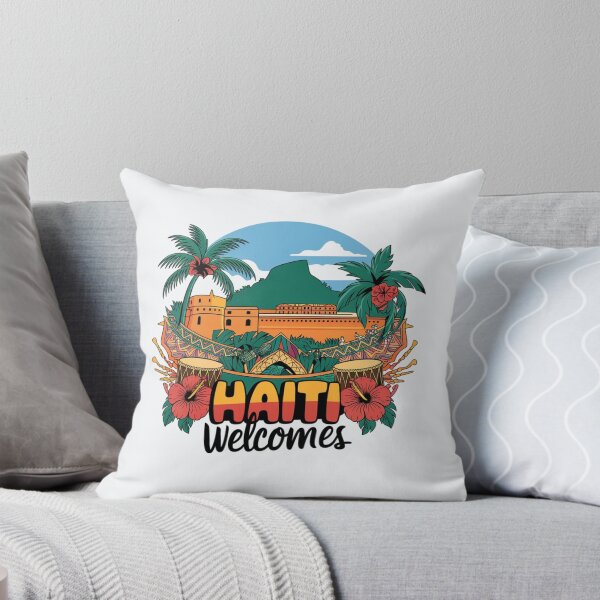 Item preview, Haiti Welcomes Flag Map Port-au-Prince, Cap-Haïtien designed and sold by AnimalsDH305.