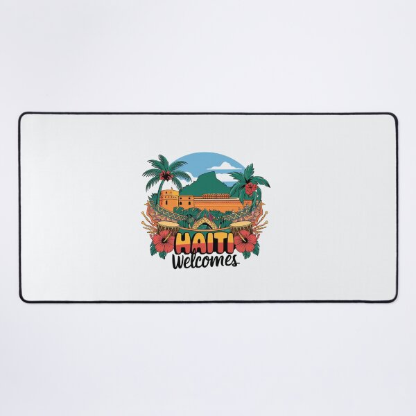 Item preview, Haiti Welcomes Flag Map Port-au-Prince, Cap-Haïtien designed and sold by AnimalsDH305.