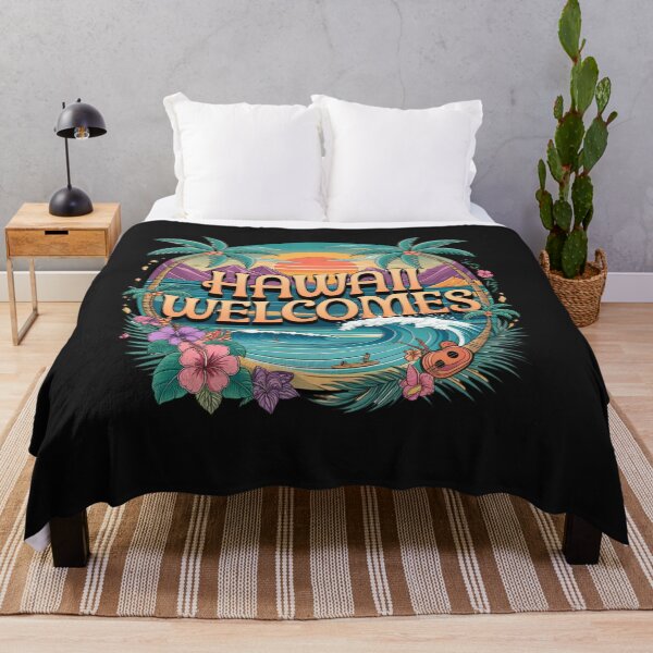 Item preview, Hawaii Welcomes Flag Map Honolulu, Waikiki, Mauna Kea designed and sold by AnimalsDH305.