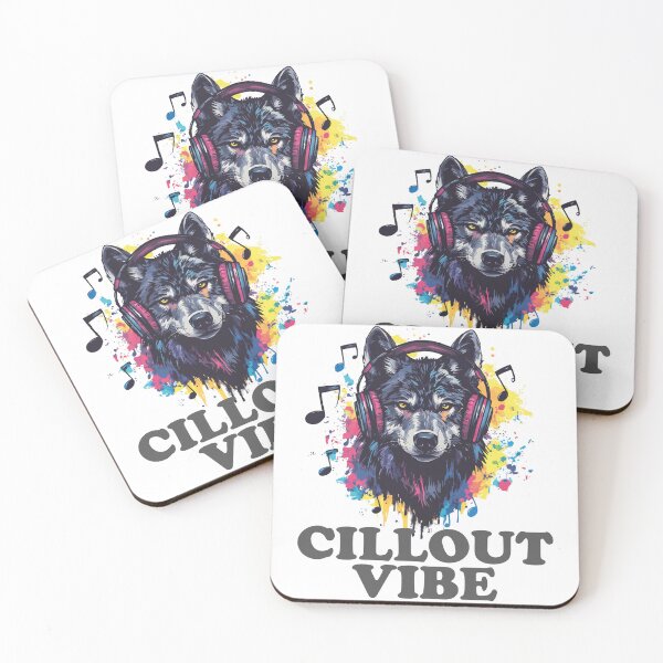 Item preview, Wolf with Headphones Cillout Vibe Design for Music Lovers designed and sold by Abderraim12.