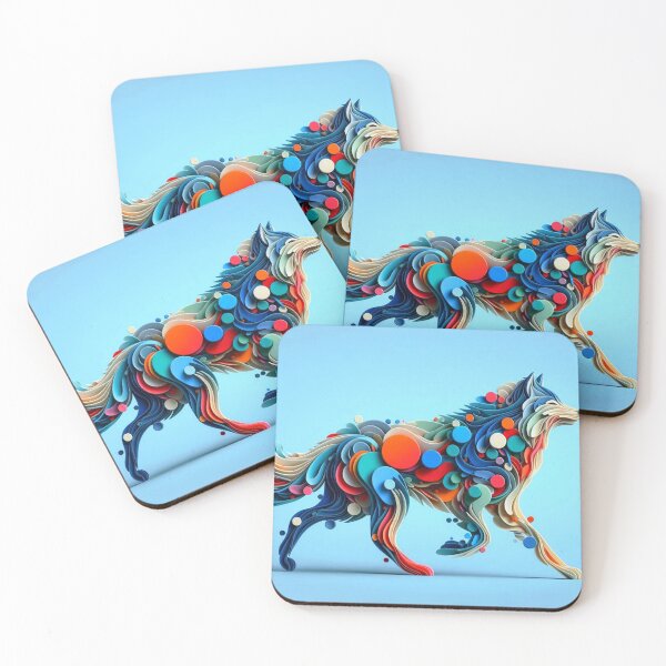 Item preview, Wolf, minimalistic colorful organic forms designed and sold by Echoes of color.