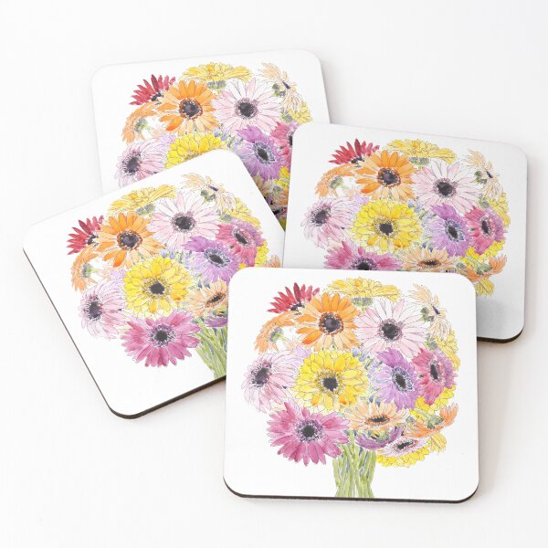 Item preview, hand painted colorful Barberton Daisy Gerbera Watercolor Gerbera daisy  designed and sold by SelenePaintings .