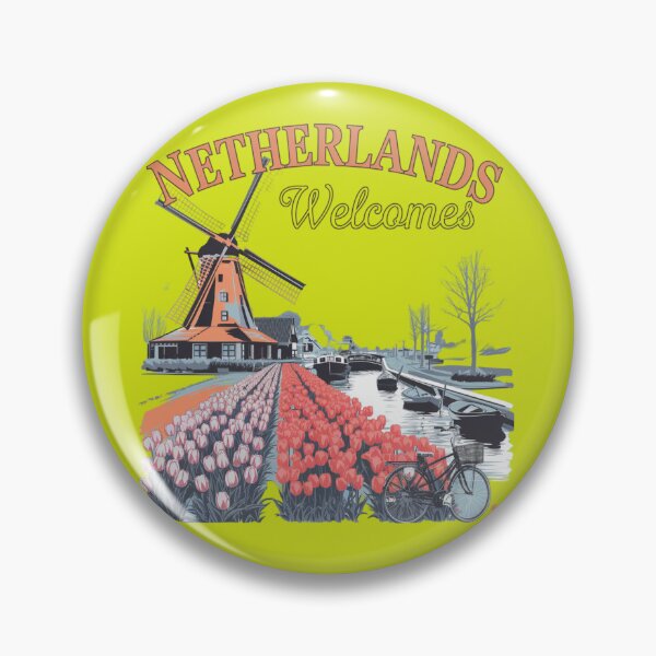 Item preview, Netherlands Welcomes Flag Map Amsterdam, windmills, tulips designed and sold by AnimalsDH305.