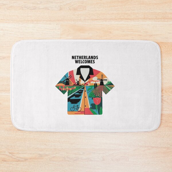 Item preview, Netherlands Welcomes Flag Map Amsterdam, windmills, tulips designed and sold by AnimalsDH305.