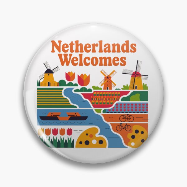 Item preview, Netherlands Welcomes Flag Map Amsterdam, windmills, tulips designed and sold by AnimalsDH305.