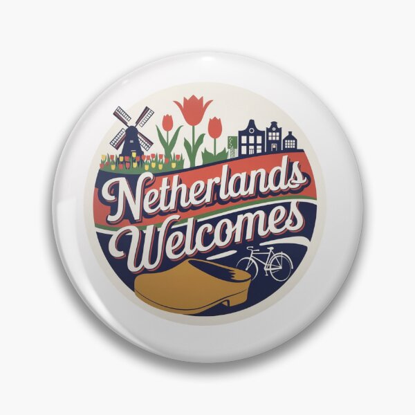 Item preview, Netherlands Welcomes Flag Map Amsterdam, windmills, tulips designed and sold by AnimalsDH305.