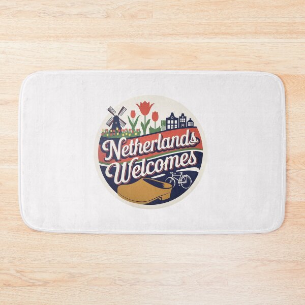 Item preview, Netherlands Welcomes Flag Map Amsterdam, windmills, tulips designed and sold by AnimalsDH305.