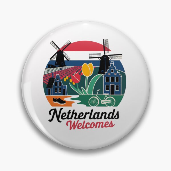 Item preview, Netherlands Welcomes Flag Map Amsterdam, windmills, tulips designed and sold by AnimalsDH305.