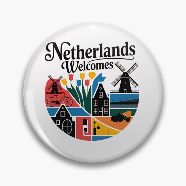 Item preview, Netherlands Welcomes Flag Map Amsterdam, windmills, tulips designed and sold by AnimalsDH305.