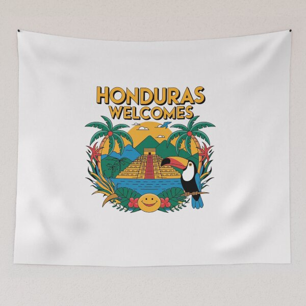 Item preview, Honduras Welcomes Flag Map Tegucigalpa, Copán, Roatán designed and sold by AnimalsDH305.