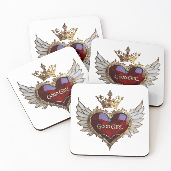 Item preview, "Good Girl" Royal Heart with Crown and Wings Design designed and sold by Ice Diamond Designs.