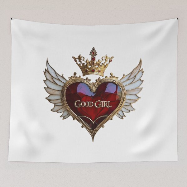 Item preview, "Good Girl" Royal Heart with Crown and Wings Design designed and sold by Ice Diamond Designs.