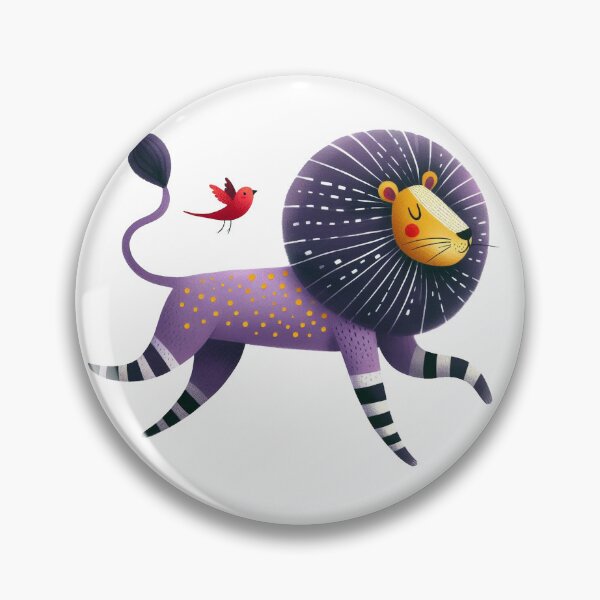 Item preview, A whimsical illustration of purple lion designed and sold by Beyondnote-Art.