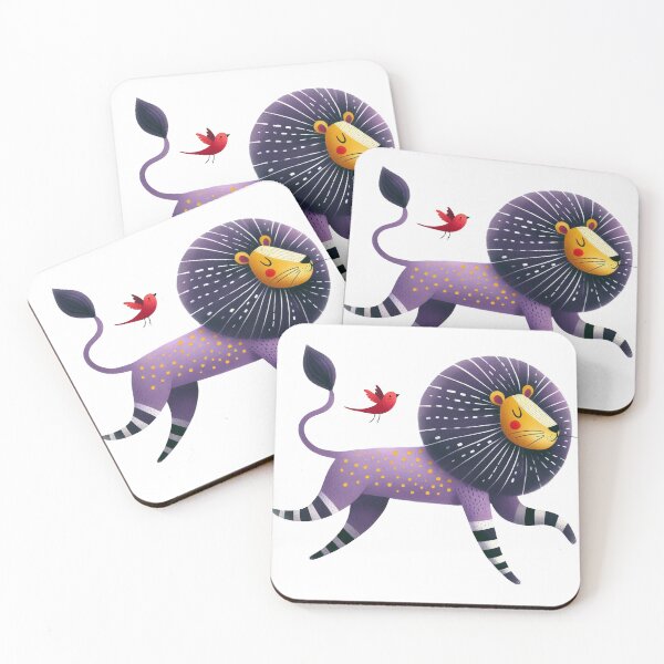 Item preview, A whimsical illustration of purple lion designed and sold by Beyondnote-Art.