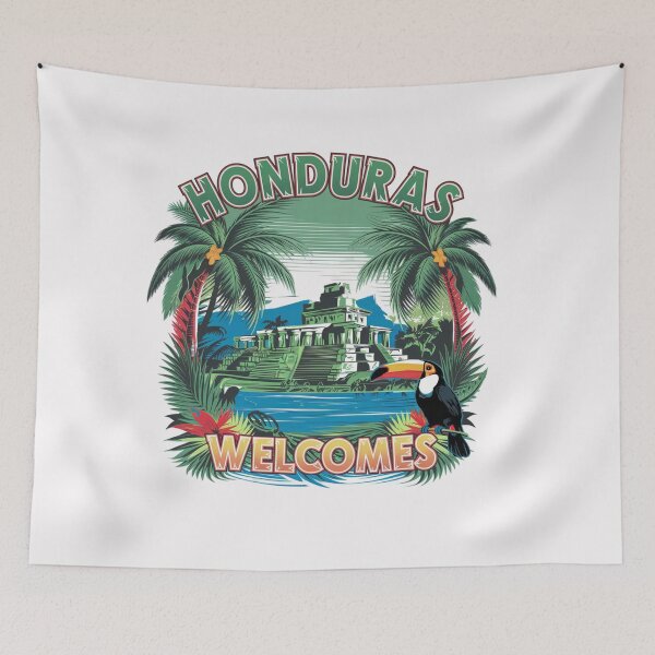 Item preview, Honduras Welcomes Flag Map Tegucigalpa, Copán, Roatán designed and sold by AnimalsDH305.