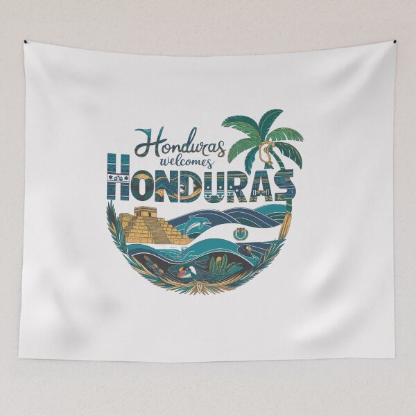 Item preview, Honduras Welcomes Flag Map Tegucigalpa, Copán, Roatán designed and sold by AnimalsDH305.