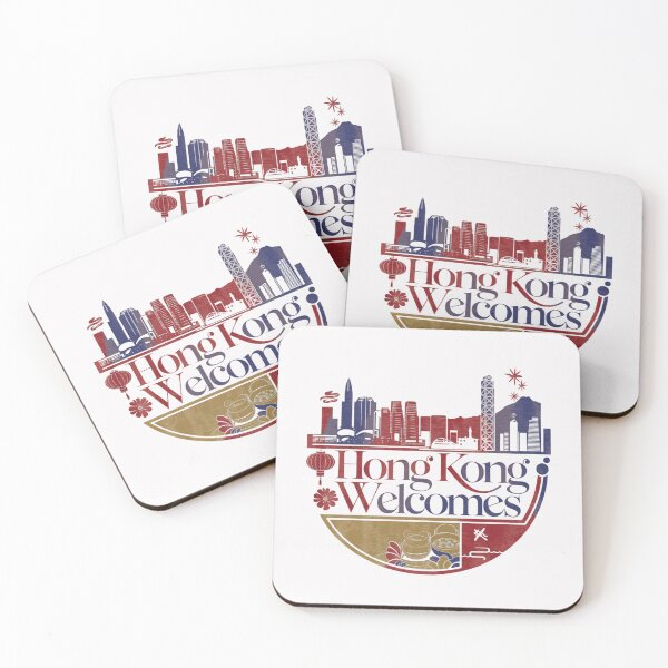 Item preview, Hong Kong Welcomes Flag Map Victoria Harbour, skyscrapers designed and sold by AnimalsDH305.