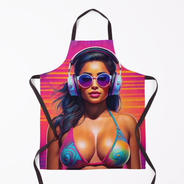 Aperçu de l'œuvre Déesse gameuse en maillot de bain style Graffiti Synthwave créée et vendue par Boxing Kangaroo Retail Company.
