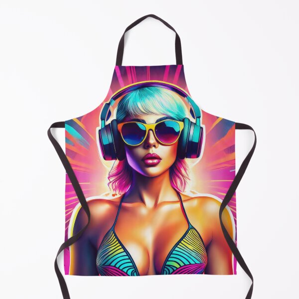Aperçu de l'œuvre Déesse gameuse en maillot de bain style Graffiti Synthwave créée et vendue par Boxing Kangaroo Retail Company.