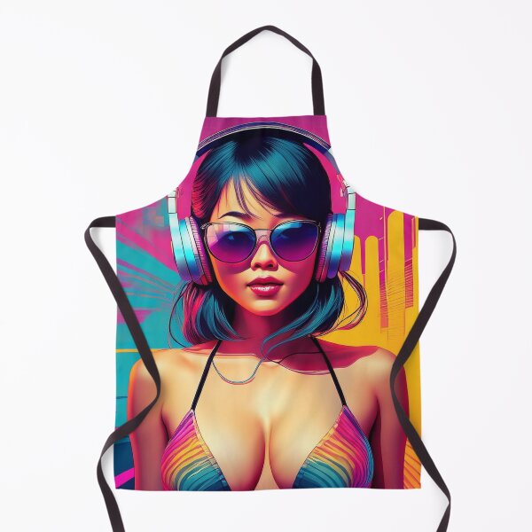 Aperçu de l'œuvre Déesse gameuse en maillot de bain style Graffiti Synthwave créée et vendue par Boxing Kangaroo Retail Company.