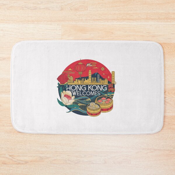 Item preview,  Hong Kong Welcomes Flag Map Victoria Harbour, skyscrapers designed and sold by AnimalsDH305.