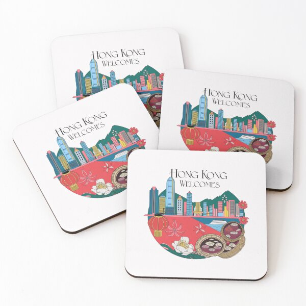 Item preview, Hong Kong Welcomes Flag Map Victoria Harbour, skyscrapers designed and sold by AnimalsDH305.