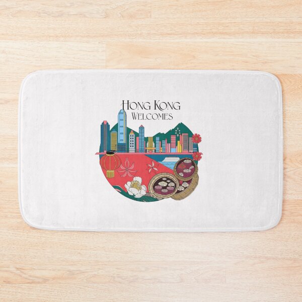 Item preview, Hong Kong Welcomes Flag Map Victoria Harbour, skyscrapers designed and sold by AnimalsDH305.