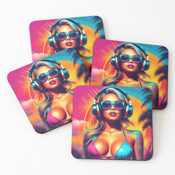 Item preview, Gamer Goddess in swimsuit Graffiti Synthwave style designed and sold by Boxing Kangaroo Retail Company.