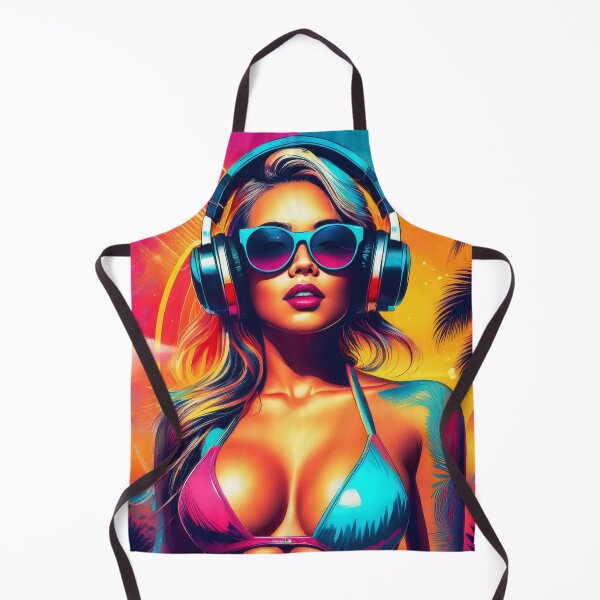 Aperçu de l'œuvre Déesse gameuse en maillot de bain style Graffiti Synthwave créée et vendue par Boxing Kangaroo Retail Company.