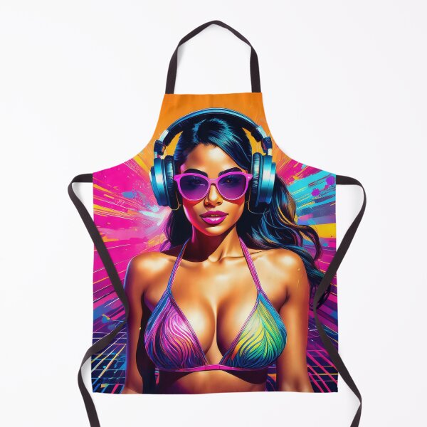 Aperçu de l'œuvre Déesse gameuse en maillot de bain style Graffiti Synthwave créée et vendue par Boxing Kangaroo Retail Company.