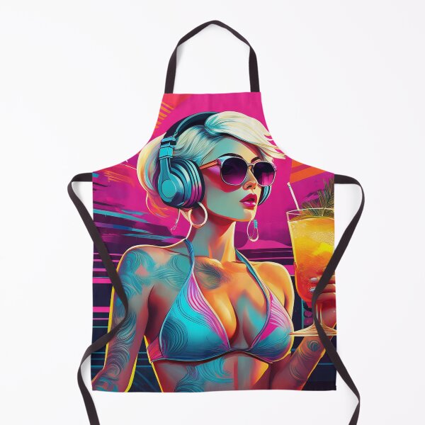 Aperçu de l'œuvre Déesse gameuse en maillot de bain style Graffiti Synthwave créée et vendue par Boxing Kangaroo Retail Company.
