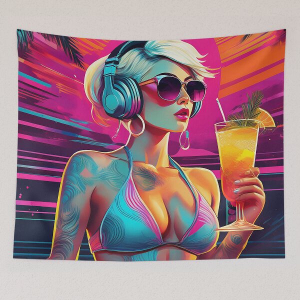 Item preview, Gamer Goddess in swimsuit Graffiti Synthwave style designed and sold by Boxing Kangaroo Retail Company.