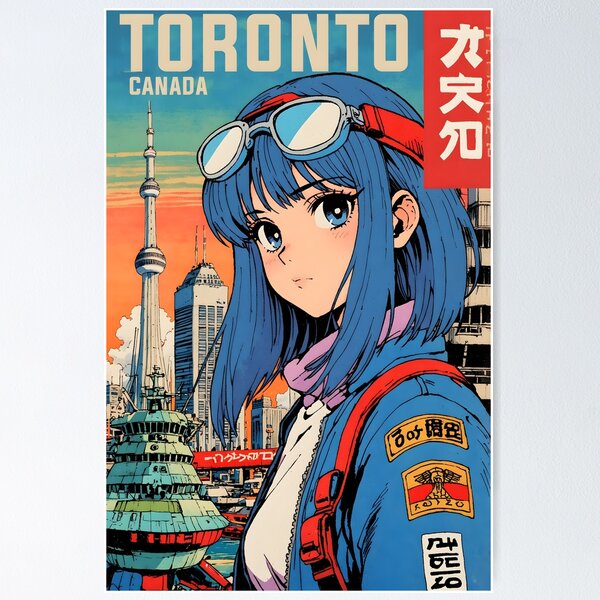 Item preview, Toronto Canada Retro Anime Girl 80s Vintage Travel designed and sold by Retro-Anime9.