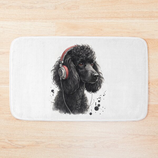 Item preview, Cool black poodle wearing headphones designed and sold by glenwith1na.