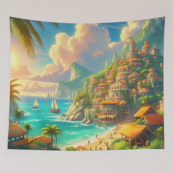 Item preview, Beachside Village designed and sold by RW Art Prints.