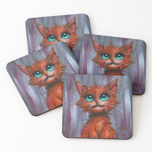 Item preview, Red hair Cat with big g=Green Eyes, Children's room decor by Estelle Cress designed and sold by EstelleCress.