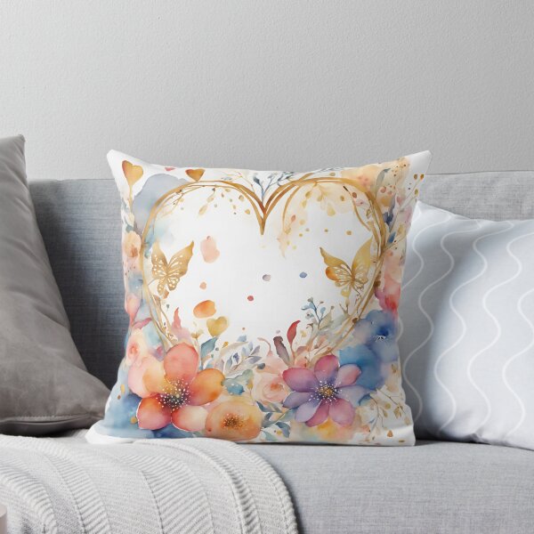 Item preview,   Delicate Heart Flowers,  Watercolor Florals Pattern ,  Feminine Romantic Elegant Pattern, Fall in love designed and sold by KolorellaS.