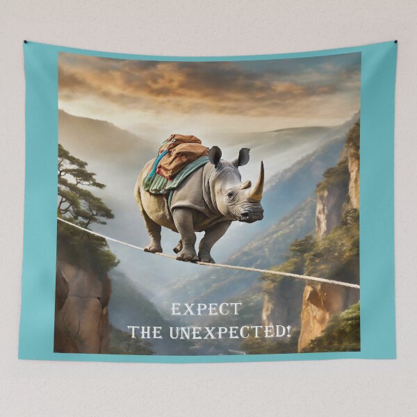 Item preview, Rhino on a tightrope designed and sold by ImageMagic2024.