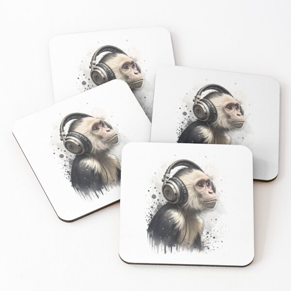 Item preview, Cool capuchin monkey wearing headphones designed and sold by glenwith1na.
