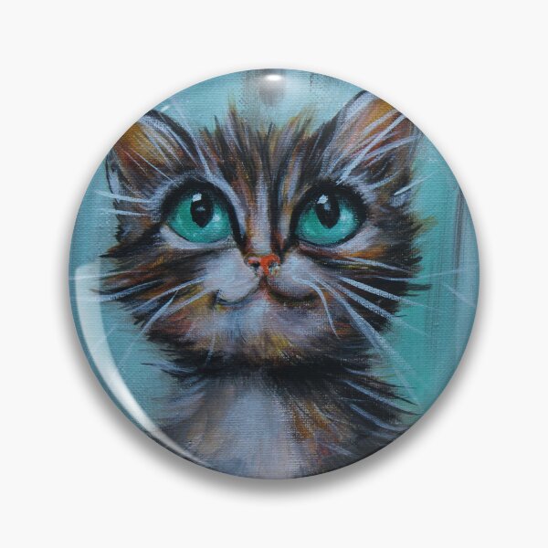 Item preview, Real Eyes Kitten on Teal background by Estelle Cress designed and sold by EstelleCress.