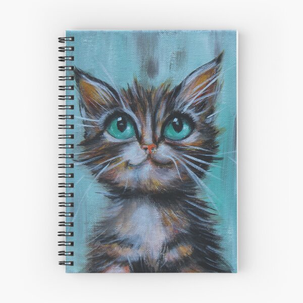 Item preview, Real Eyes Kitten on Teal background by Estelle Cress designed and sold by EstelleCress.