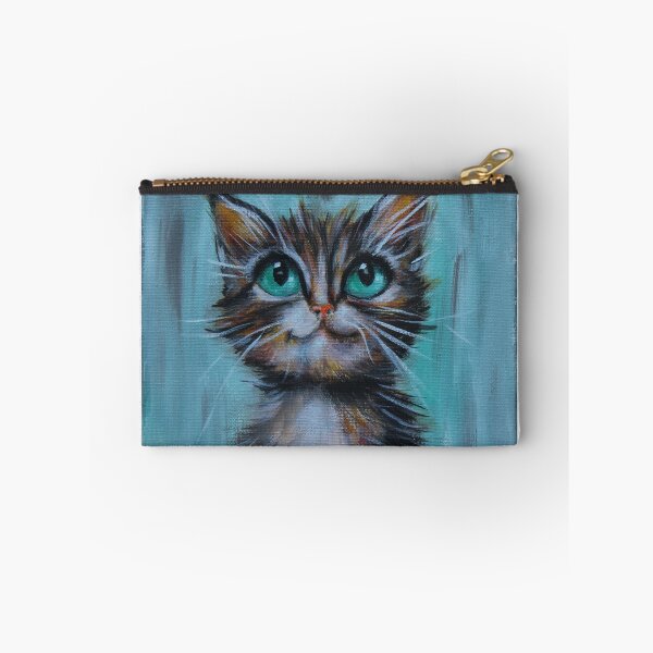 Item preview, Real Eyes Kitten on Teal background by Estelle Cress designed and sold by EstelleCress.