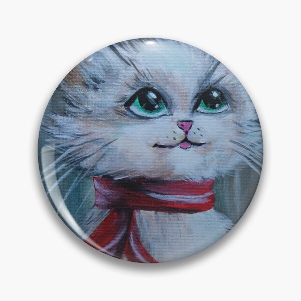 Item preview, Elegant white cat with red scarf by Estelle Cress designed and sold by EstelleCress.